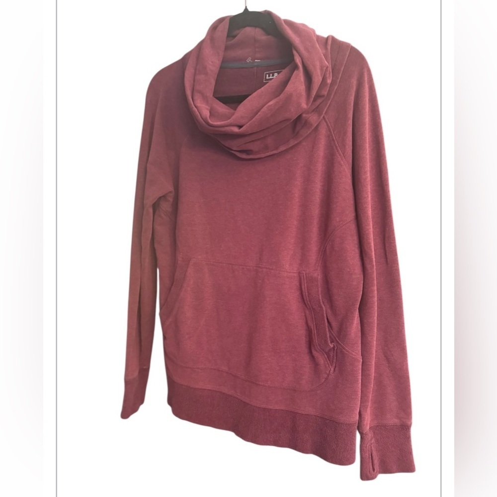 L.L. Bean Women's Burgundy Cozy Pullover Sweatshirt With Cowl Neck